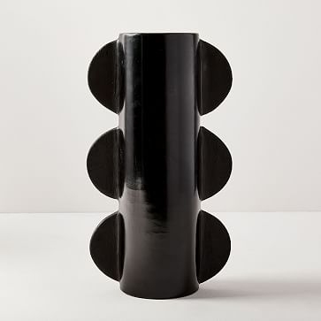 Meso Scalloped Edge Vase, Tall Vase, Black - Image 0