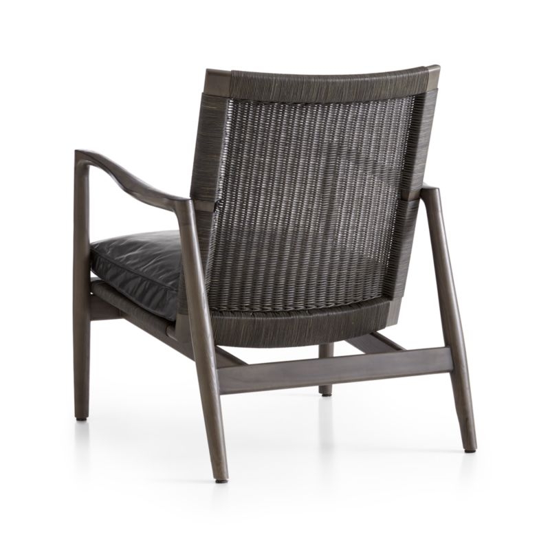 Sebago Midcentury Rattan Accent Chair with Leather Cushion - Image 6