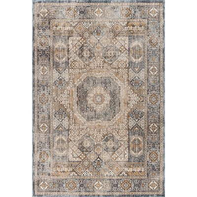 Matteson Traditional Oriental Navy/Beige Area Rug - Image 0