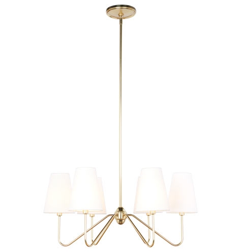 Berkshire 6-Arm Chandelier with Linen Shades - Image 3