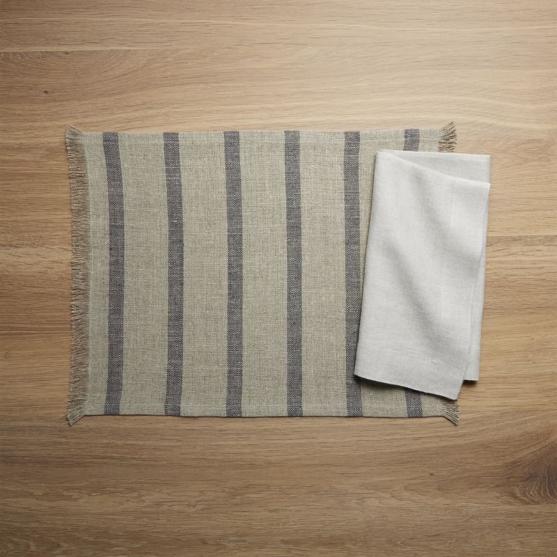 Beckett Grey Stripe Linen Placemat - Image 1