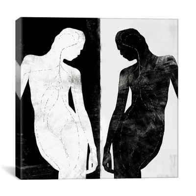 Modern Contrasting Silhouette Figure Graphic Art on Canvas - Image 0