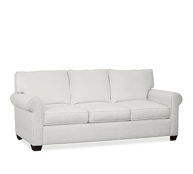 Buchanan Roll Arm Upholstered Sofa 87", Polyester Wrapped Cushions, Sunbrella(R) Performance Slub Tweed White - Image 2