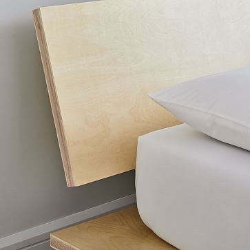Birch Platform Bed + Headboard, Queen, White - Image 1