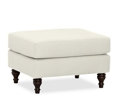 Carlisle Upholstered Ottoman, Polyester Wrapped Cushions, Washed Linen/Cotton Ivory - Image 2