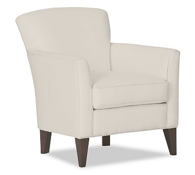 Marcel Upholstered Armchair, Polyester Wrapped Cushions, Twill Cream - Image 0