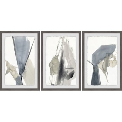 'Kinetic Grid IX' 3 Piece Framed Watercolor Painting Print Set - Image 0