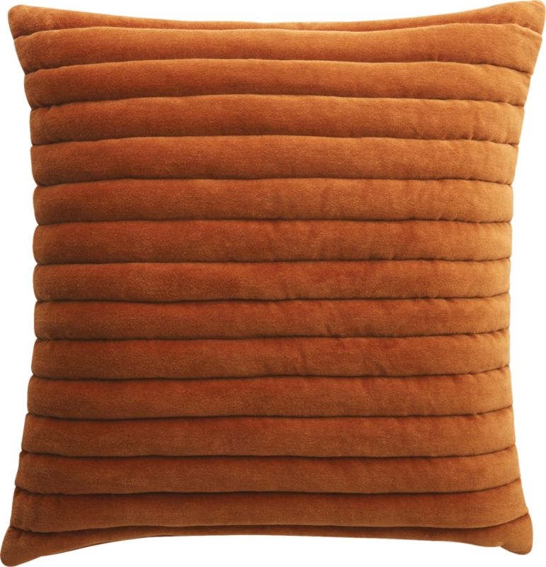 18" Channeled Copper Velvet Pillow with Feather-Down Insert - Image 3