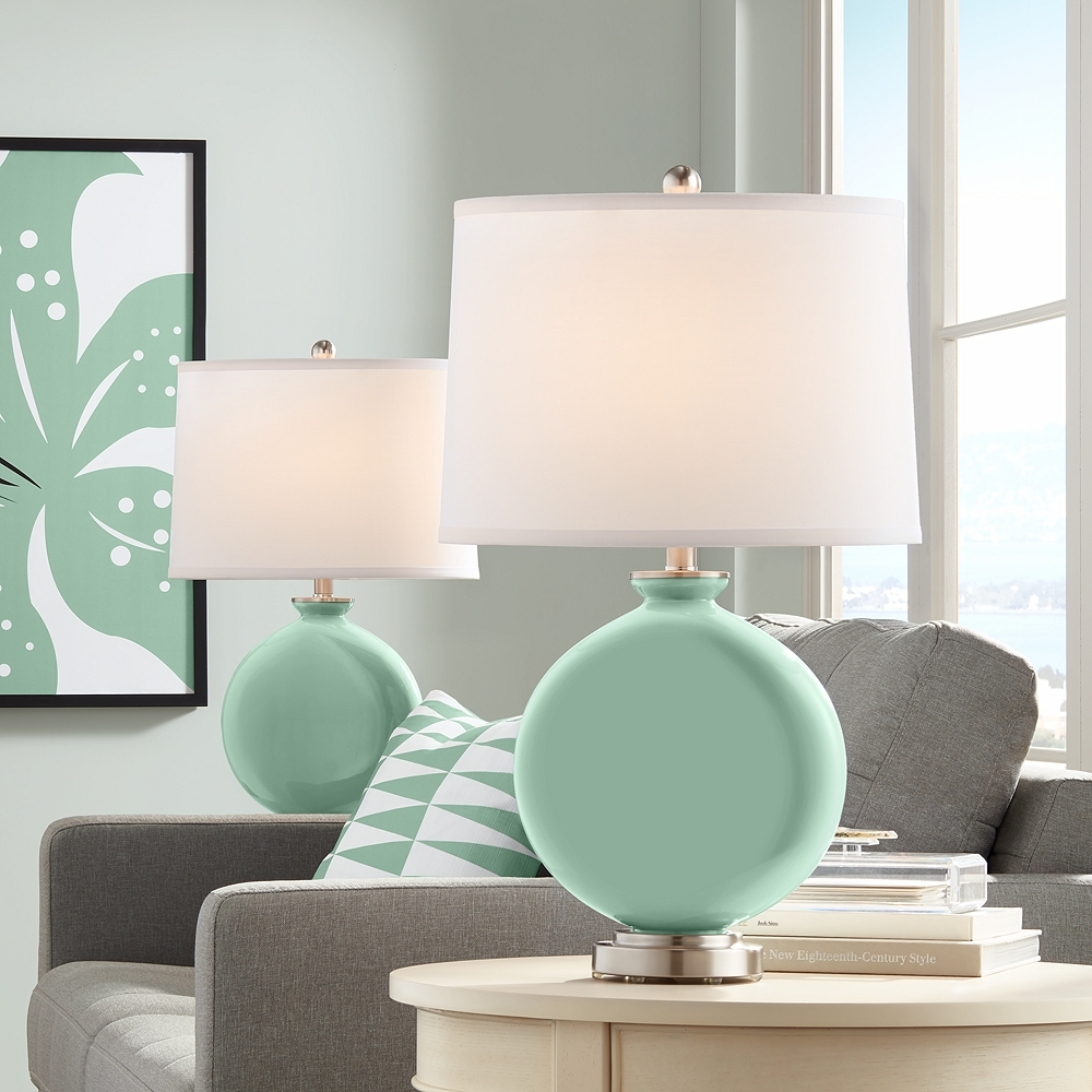 Color Plus Carrie 26 1/2" Grayed Jade Green Table Lamps Set of 2 - Image 0