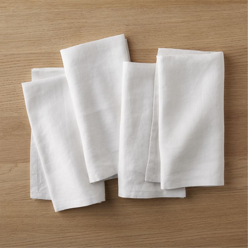 Bolt White Linen Napkin Set of 4 - Image 0