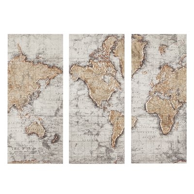 'Map of the World' Graphic Art Print Multi-Piece Image on Canvas - Image 0