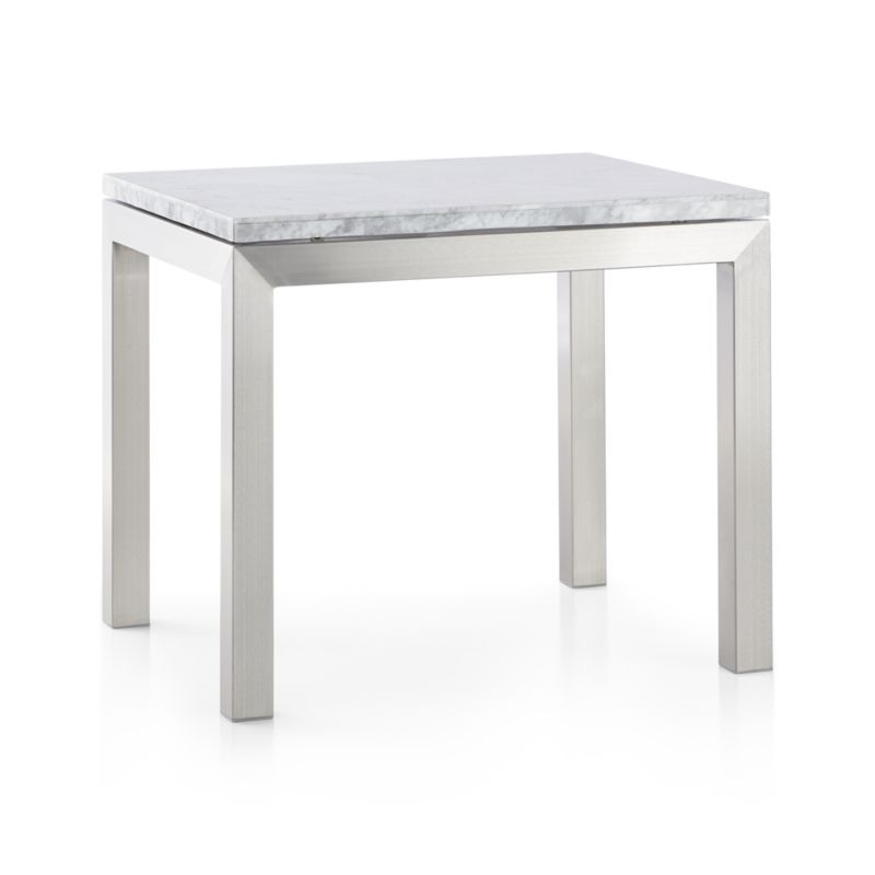 Parsons White Marble Top/ Stainless Steel Base 20x24 End Table - Image 3