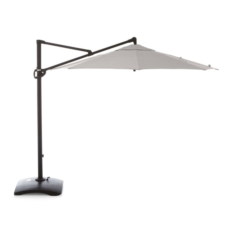 10' Sunbrella ® Silver Round Cantilever Outdoor Patio Umbrella with Base - Image 1