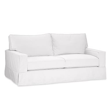 PB Comfort Square Arm Slipcovered Sofa 76.5", Box Edge, Memory Foam Cushions, Twill White - Image 2