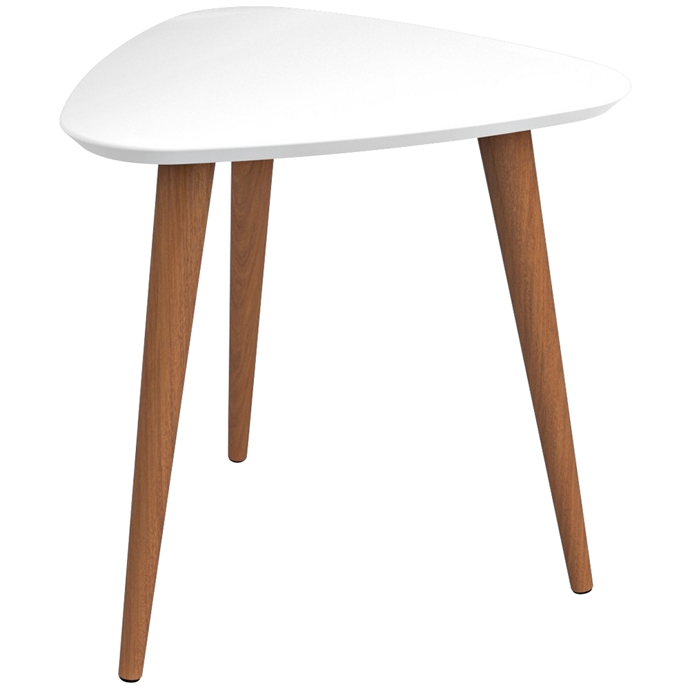 Utopia White Gloss and Maple Cream Triangular End Table - Style # 38K67 - Image 0