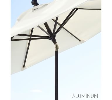 9' Round Umbrella with Aluminum Tilt Pole, Water-Resistant Canvas; Natural - Image 2