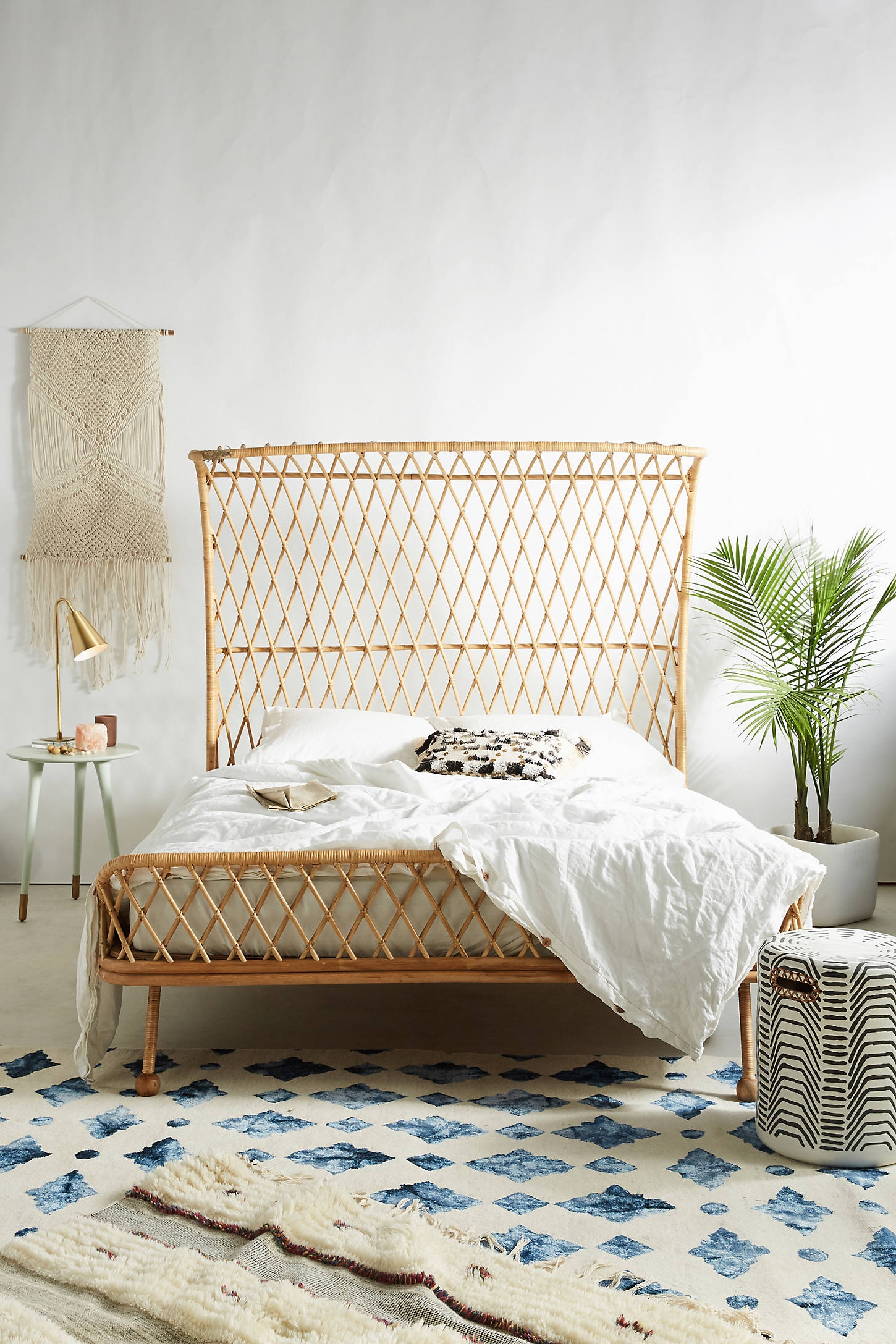 Pari Curved Rattan Bed By Anthropologie in Beige Size KG TOP/BED - Image 0