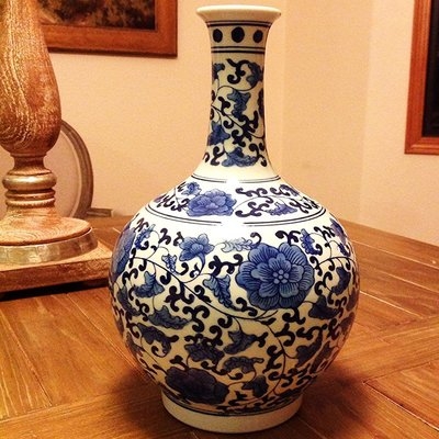 Otsego Ming Era Porcelain Floral Globular Table Vase - Image 1