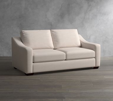 Big Sur Slope Arm Upholstered Sofa 82", Down Blend Wrapped Cushions, Performance Plush Velvet Navy - Image 1