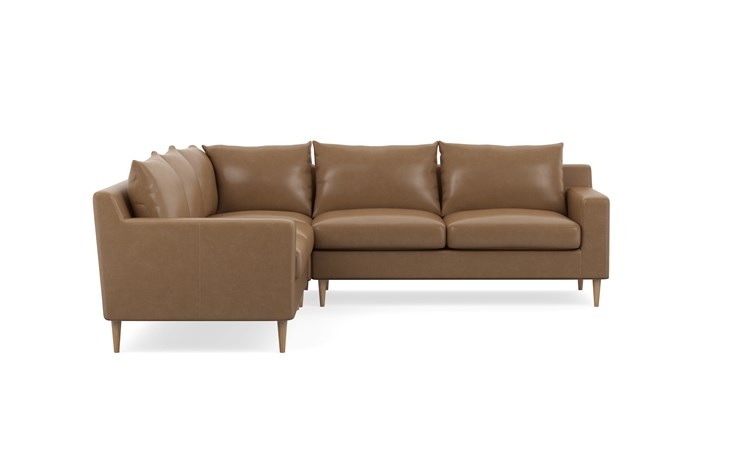 Sloan Leather Corner Sectional with Palomino and Natural Oak legs - Image 2