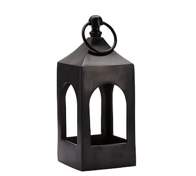 Caleb Handcrafted Metal Indoor/Outdoor Lantern, Black, Mini, 15" - Image 0