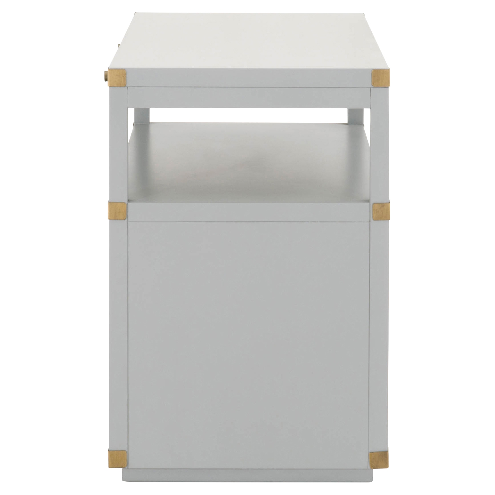Bobby Modern Classic 2-Drawer Brushed Gold Pulls Dove Grey Nightstand - Image 9