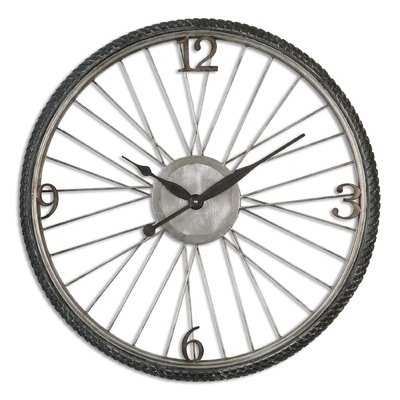 26.25" Aged Silver Round Wall Clock - Image 0