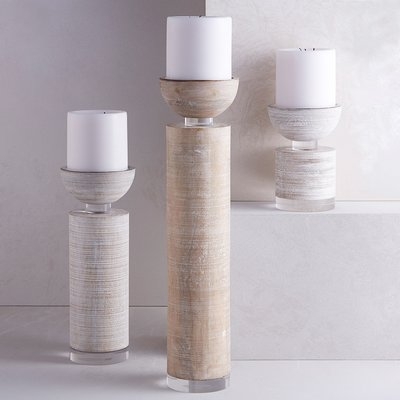 Pillar Wood Candle Holder - Image 0