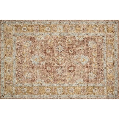 Fitzwater Hand-Hooked Wool Terracotta/Gold Area Rug - Image 0