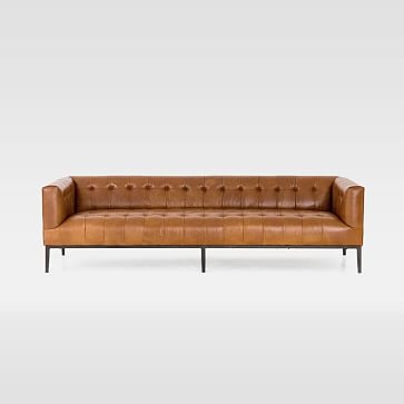 Iron Base Leather Sofa, 96" - Image 1
