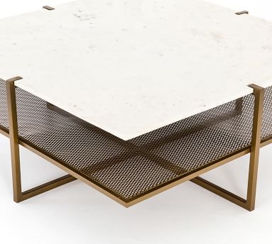 Hyla Marble Coffee Table, Brass, 41"L - Image 1