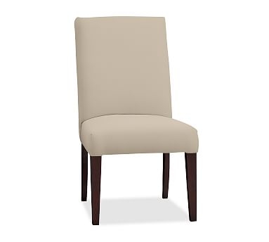PB Comfort Square Upholstered Dining Side Chair, Twill Parchment, Espresso Leg - Image 2