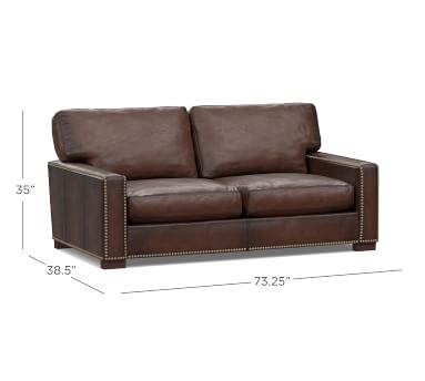 Turner Square Arm Leather Grand Sofa-2-Seater 102.5" with Nailheads, Down Blend Wrapped Cushions, Statesville Molasses - Image 4