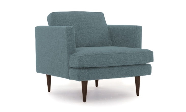 Blue Preston Mid Century Modern Chair - Essence Aqua - Coffee Bean - Image 0
