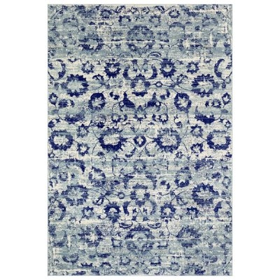 Deven Traditional Floral Oriental Bohemian Distressed 5x8 5x7 Area Rug Blue Turquoise - Image 0