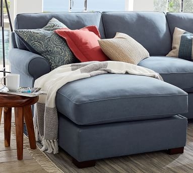 Townsend Roll Arm Upholstered Sofa with Reversible Storage Chaise Sectional, Polyester Wrapped Cushions, Belgian Linen Natural - Image 2