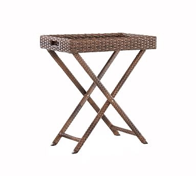 Abrego All-Weather Wicker Tray Accent Table - Image 0