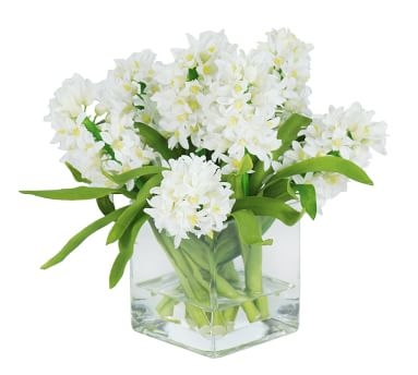 Faux Hyacinth in Square Glass, White - Image 2