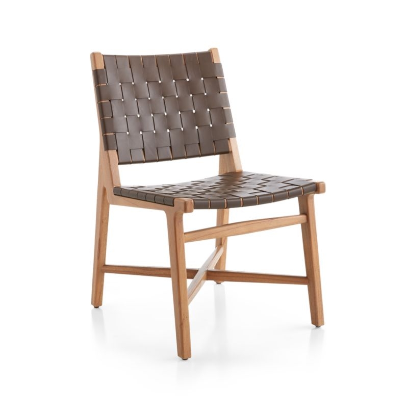 Taj Brown Woven Leather Dining Chair - Image 1