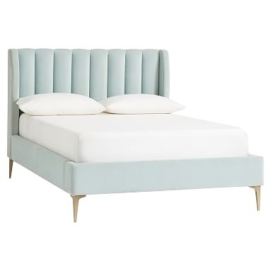 Avalon Channel Stitch Upholstered Bed, Queen, Performance Everyday Velvet Light Pool - Image 0