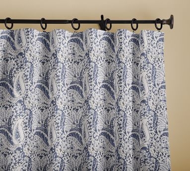 Amala Kalamkari Print Linen/Cotton Rod Pocket Curtain, Blush, 96 x 50" - Image 2