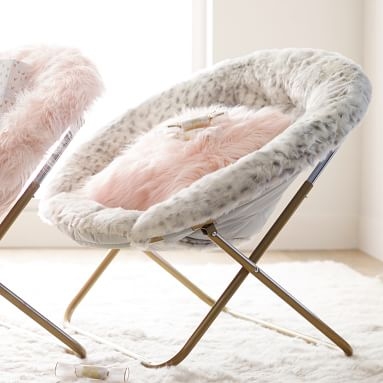 Gray Himalayan Faux-Fur Hang-A-Round Chair - Image 1