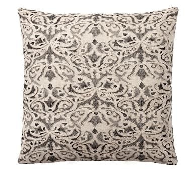 Reilley Embroidered Pillow, 22", Steel Gray - Image 0