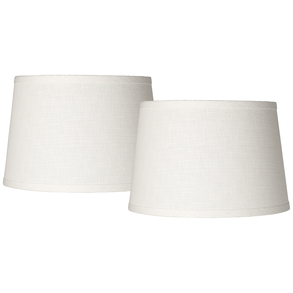 Set of 2 White Linen Drum Lamp Shade 10x12x8 (Spider) - Style # 35H43 - Image 0