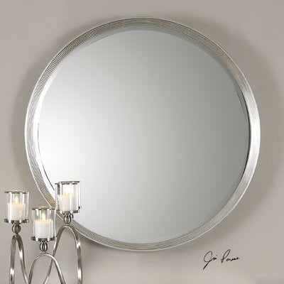 Round Silver Accent Wall Mirror - Image 0