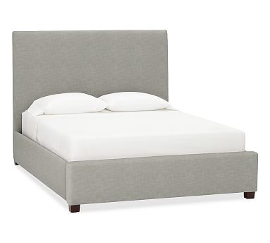 Raleigh Square Upholstered Bed without Nailheads, King, Tall Headboard 53"h, Premium Performance Basketweave Light Gray - Image 2