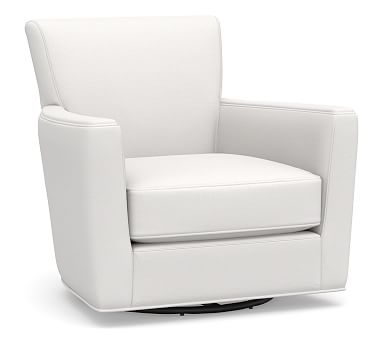 Irving Square Arm Upholstered Swivel Armchair, Polyester Wrapped Cushions, Sunbrella(R) Performance Slub Tweed White - Image 0