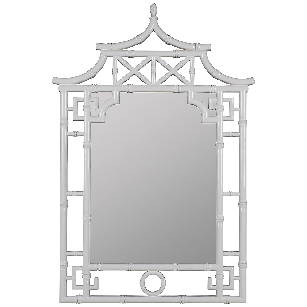 Shing Glossy White 28 1/2" x 42" Pagoda Wall Mirror - Style # 1G302 - Image 0
