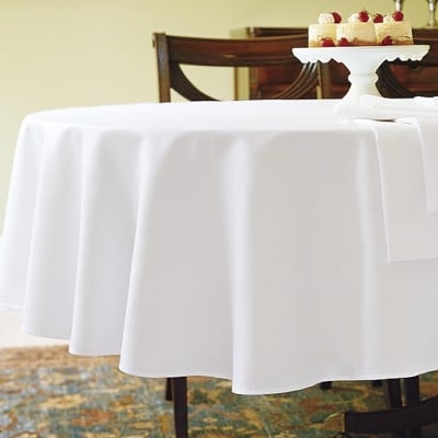 Hotel Tablecloth, 126" Oval, White - Image 0