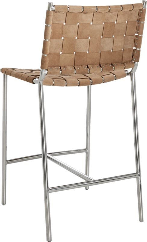 Woven Brown Suede Bar Stool 30" - Image 6